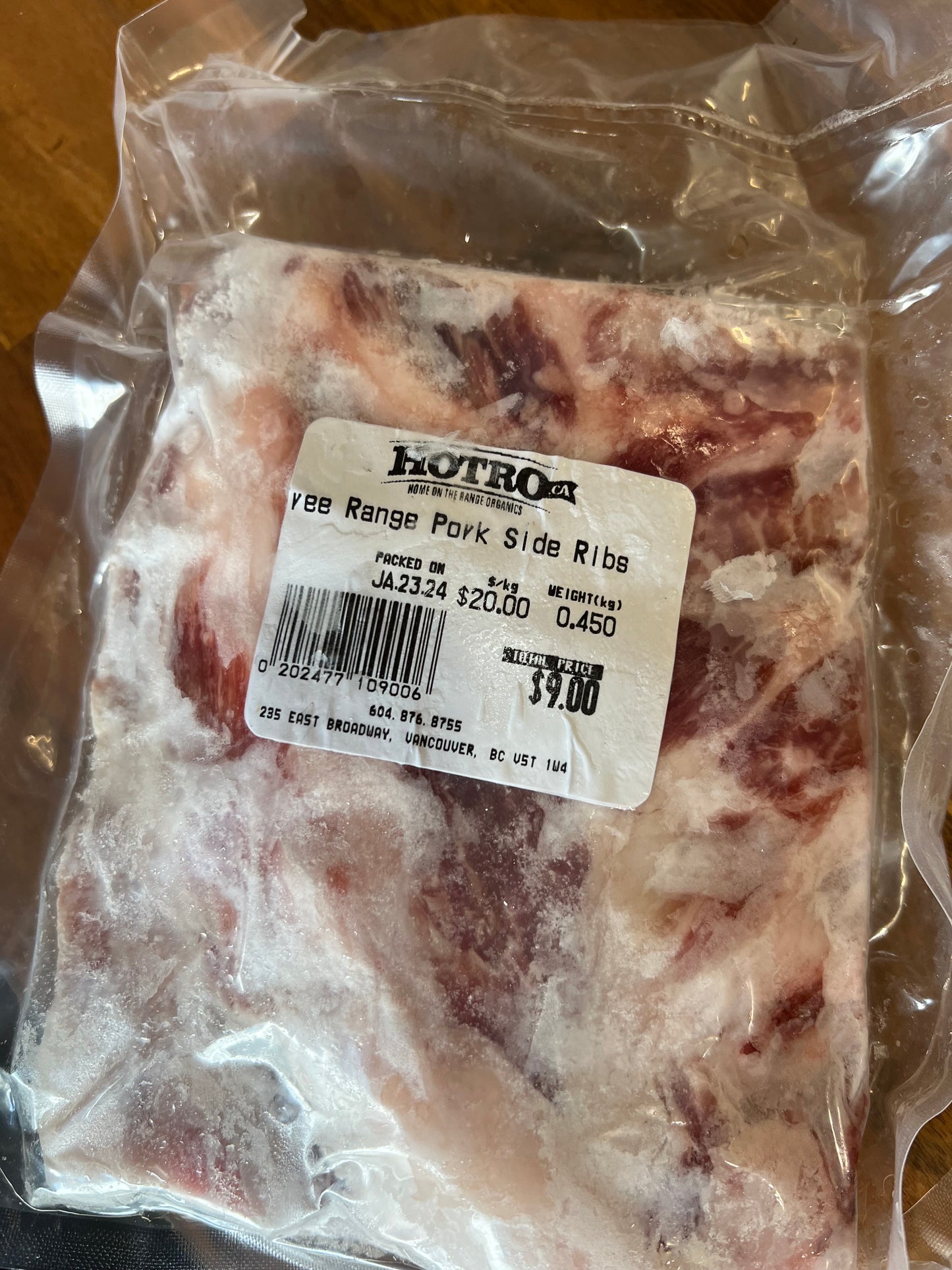 Pork Side Ribs (Certified Organic, 100% Pastured, BC)