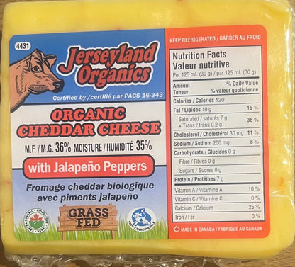 (Jerseyland Organics) - Raw Milk Organic Grass-Fed Jalapeño Cheddar Cheese + Canada Postage