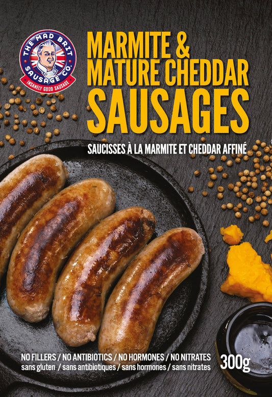 Mad Brit Sausage Co. - Marmite and Mature Cheddar Sausages (Contains Pork)