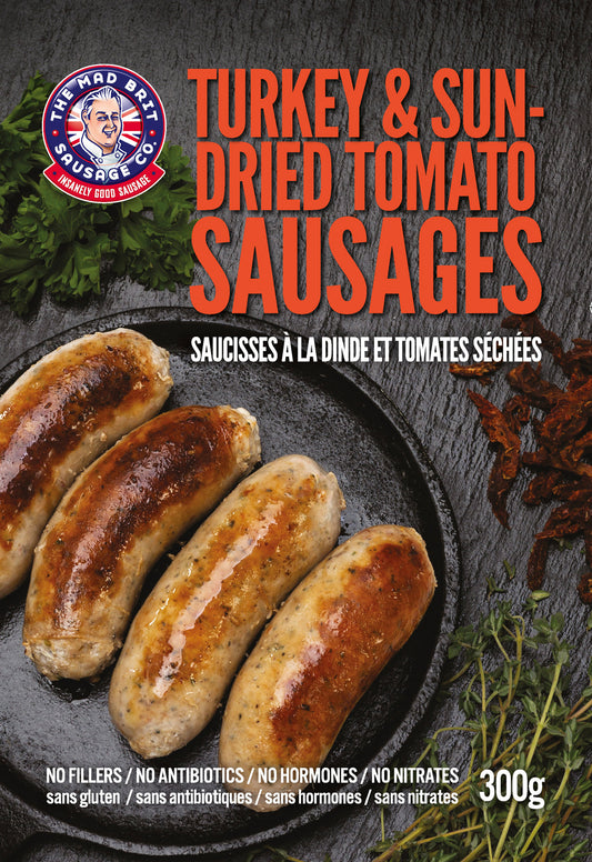 Mad Brit Sausage Co. - Turkey and Sun Dried Tomato Sausages (Contains Pork)