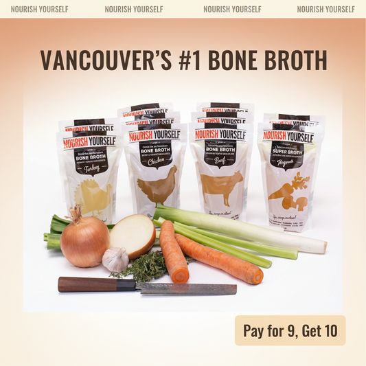 Nourish Yourself 10-Day Bone Broth Reset Pack — BC-made, slow-simmered, delivered to your door via HOTRO.ca