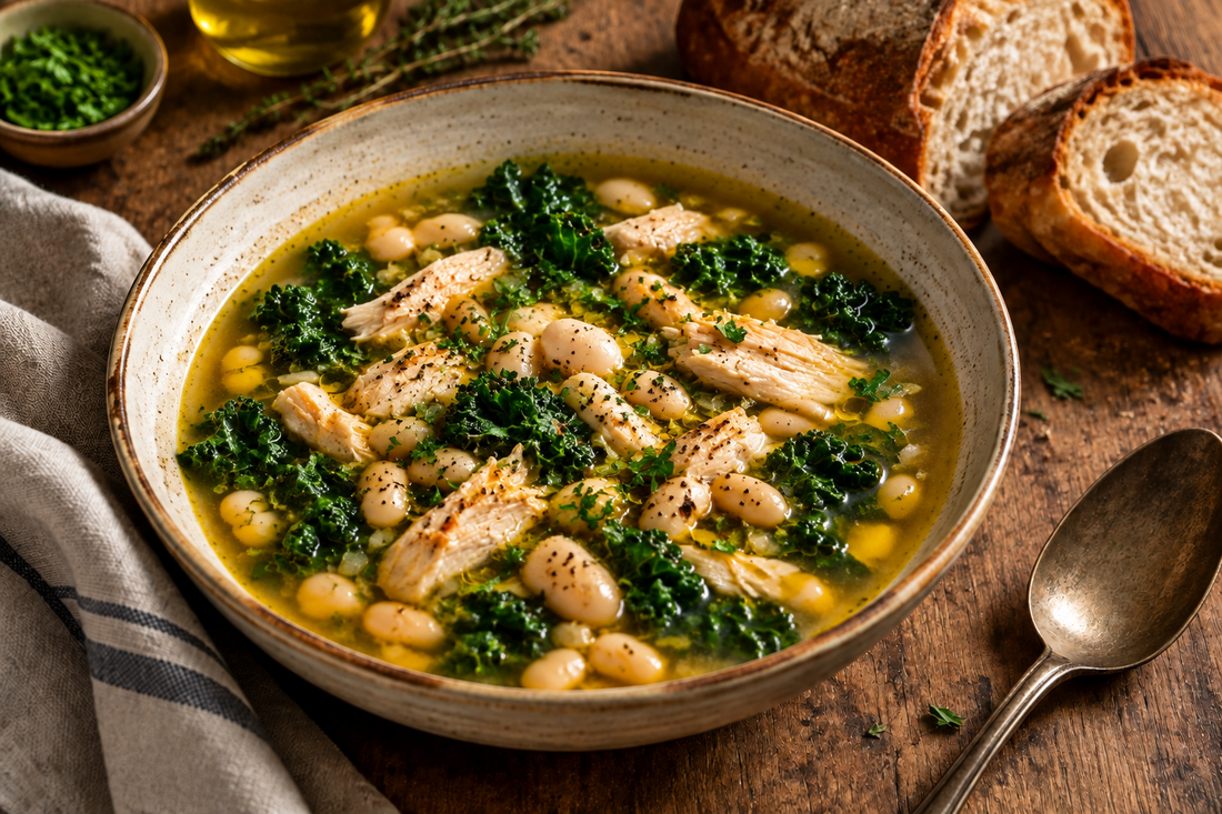 Chicken, White Bean & Kale Soup with Bone Broth