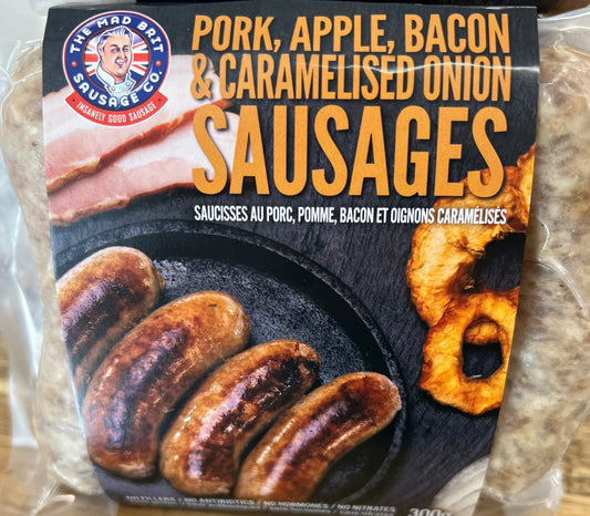 Mad Brit Sausage Co. - Pork, Apple, Bacon & Caramelized Onion Sausages (NEW) (Contains Pork)