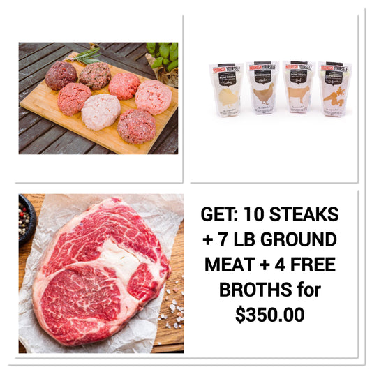THE DAILY GRIND + 10 RIBEYES + 4 BAGS BROTH FREE!!! $350.00