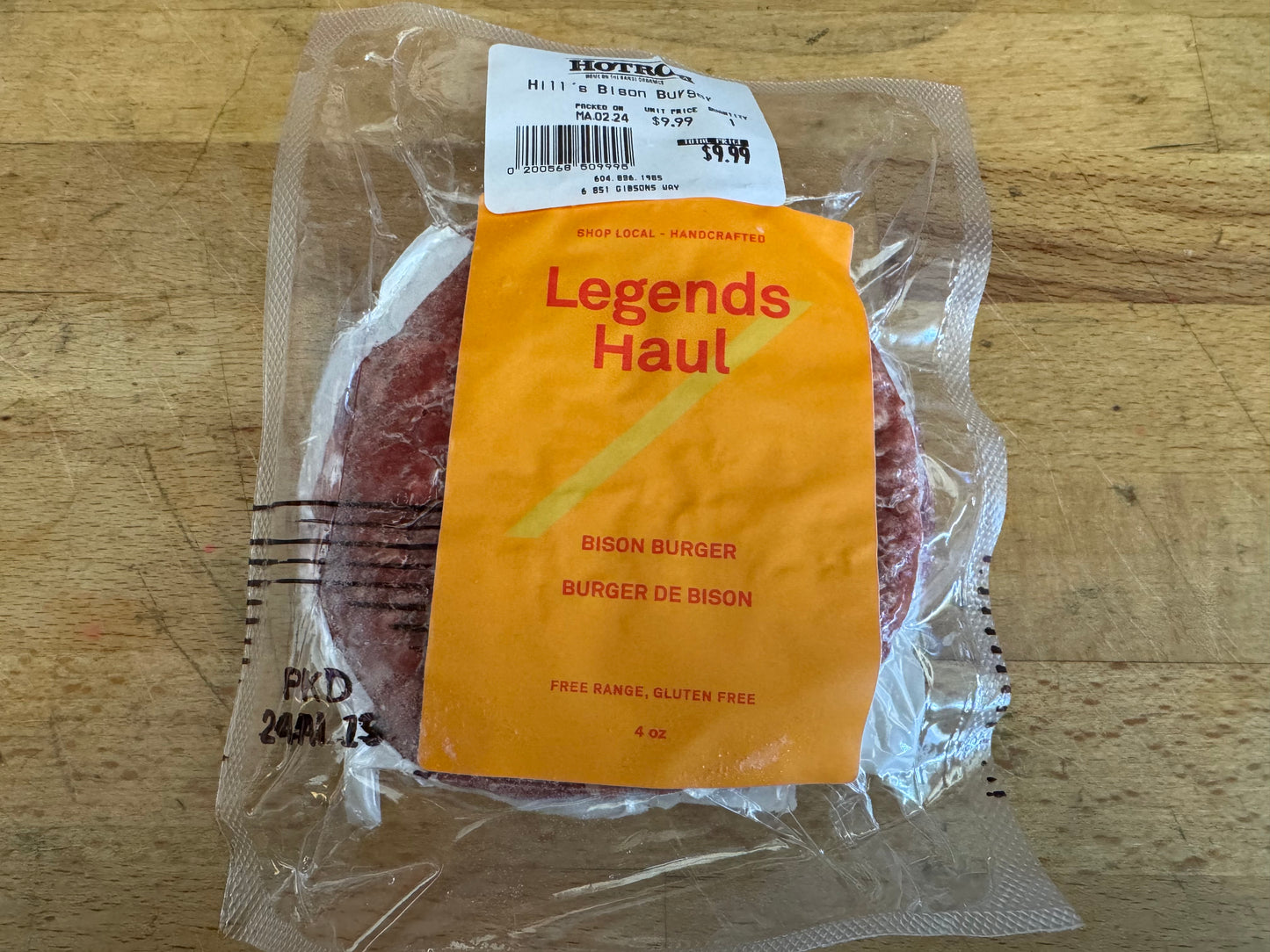 Bison Burgers (Legends Haul) 2-PACK Free Range/Gluten Free/No Nitrates/No fillers/No Preservatives