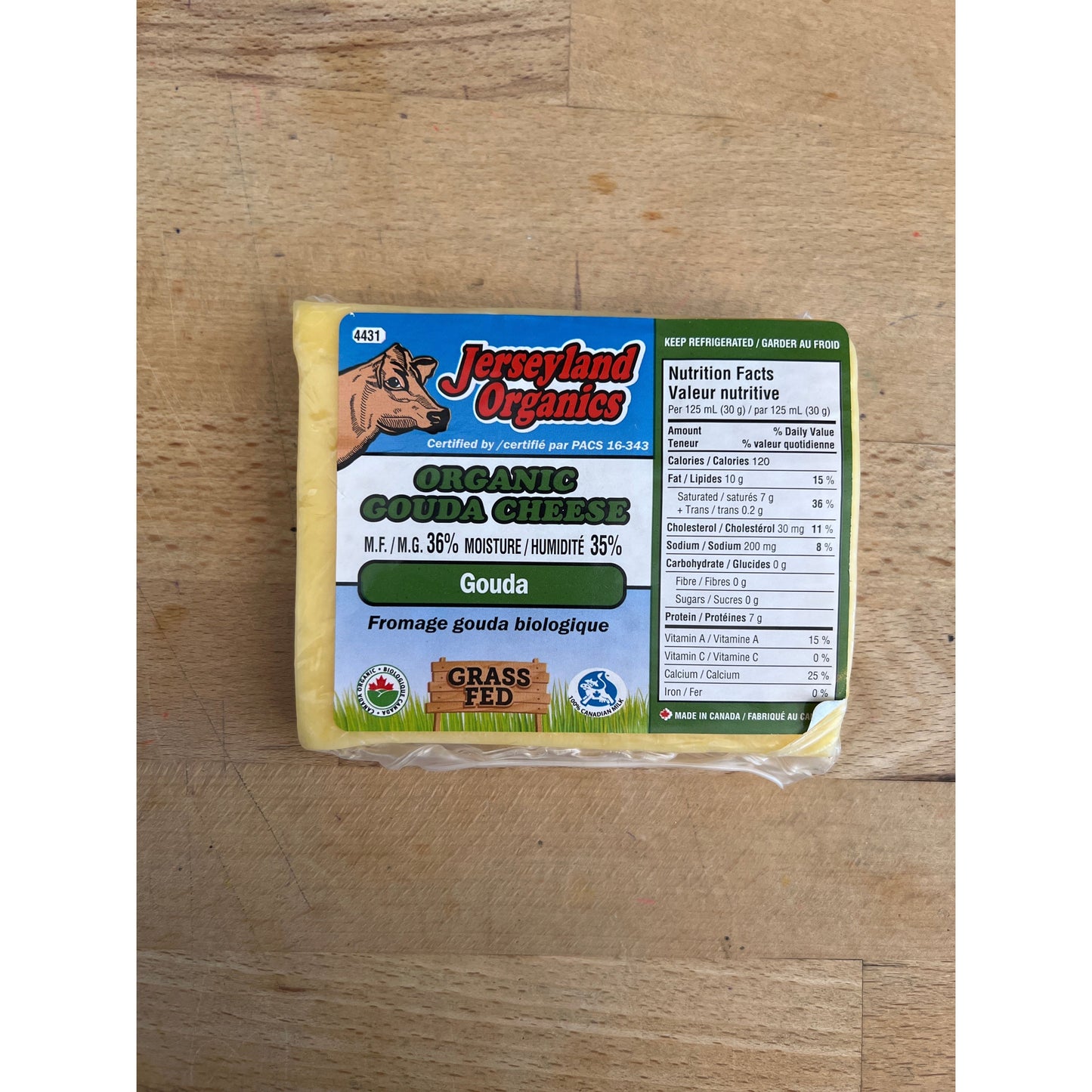 (Jerseyland Organics) - Raw Milk Organic Grass-Fed Gouda Cheese + Canada Postage