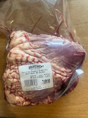 Certified Organic Grass-Fed Beef Heart BC Raised - $25 DEPOSIT