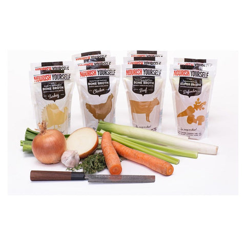 10 Bags of Bone Broth - Buy 9 Get 1 Free - Nourish Yourself Bone Broth Cleanse Value Pack  (minimum of 3 flavours will be in your pack)