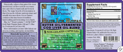 BLUE ICE™ Royal Butter Oil/Fermented Cod Liver Oil Blend - Non Flavored Capsules - HOTRO.ca